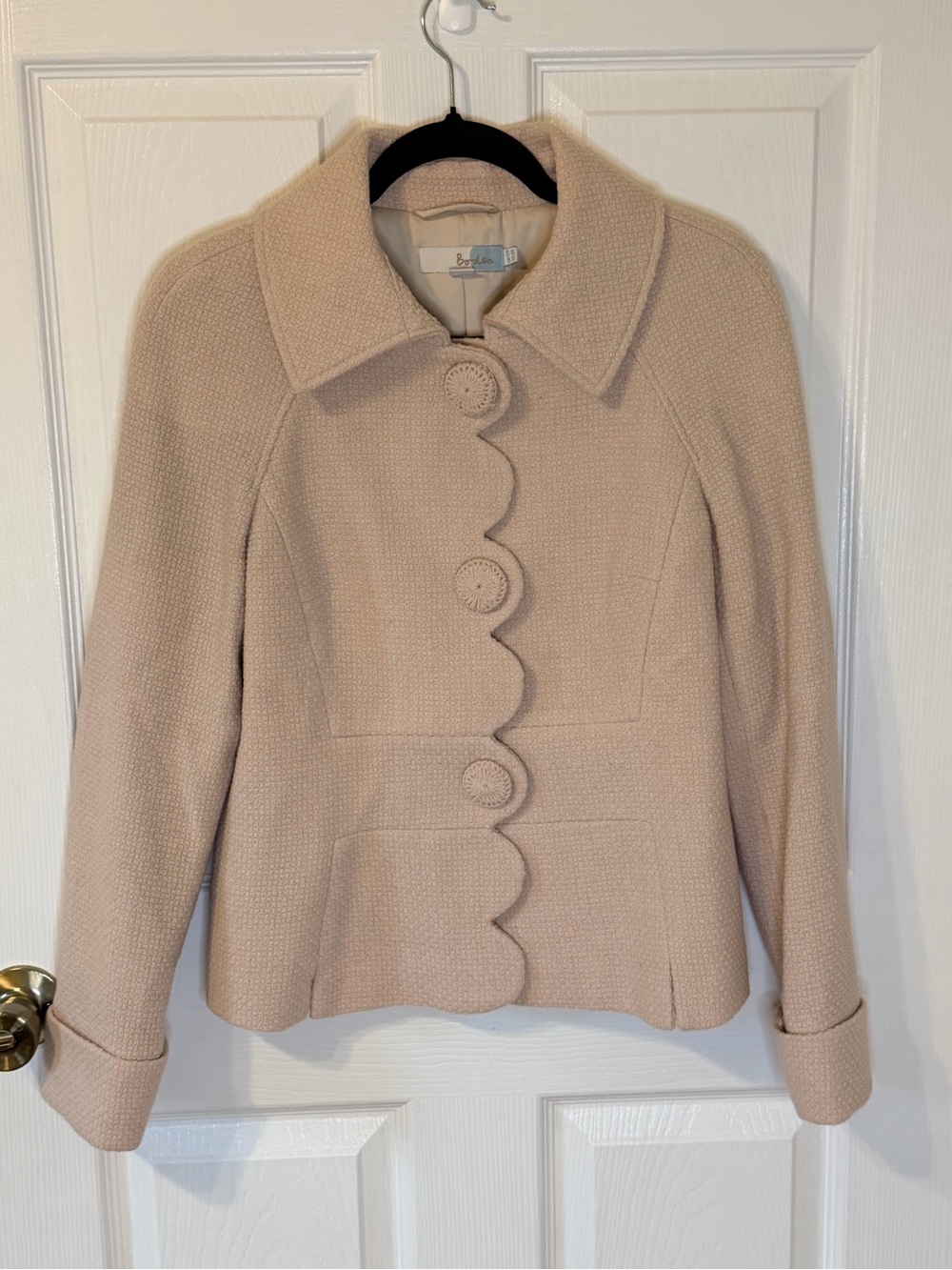 Boden Alice Scalloped Button Wool Blend Blazer Jacket Like New Size 8